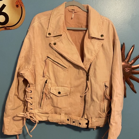 Free People pink jean jacket